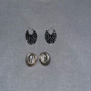 Zebra Print Hoop and Stud Earrings Set